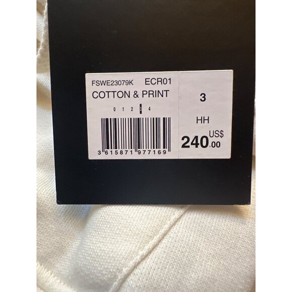 Kooples Womens White Printed Hoodie w Drawstring & Kangaroo Pocket Cotton $240 - Picture 3 of 9